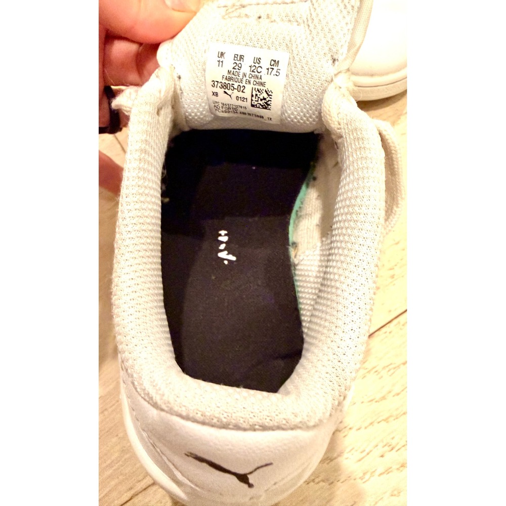 Puma Smash v2 Max Kids Sneakers White Black Low Top Athletic Shoes 373805-02 12C - Picture 8 of 8